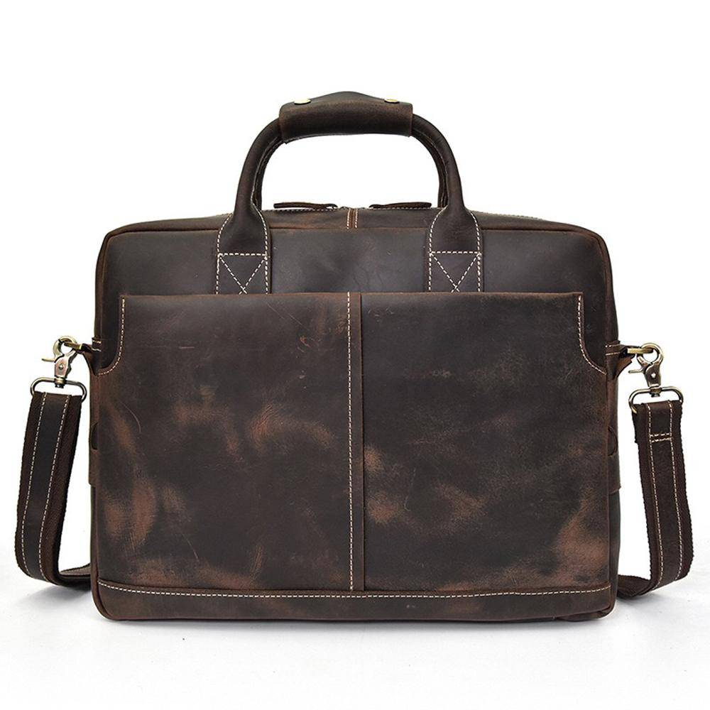 Rossie Viren Men's Large Vintage Brown Leather Briefcase / Leather Satchel / Leather Travel Bag /Leather Messenger Bag
