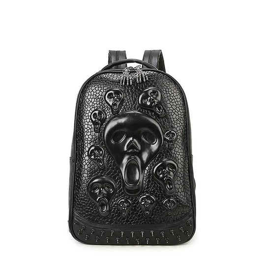 Halloween Backpack 3D Skull Ghost Doodle Morph Backpack Rivets Punk Laptop Computer Bag